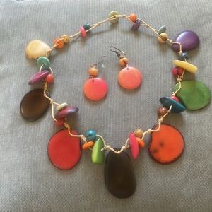 Hand made necklace and earrings.